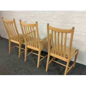 Set Of Three Ercol Penn Dining Chairs In Light Ash.