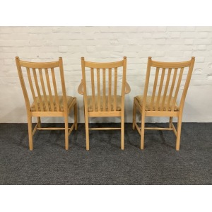 Set Of Three Ercol Penn Dining Chairs In Light Ash.