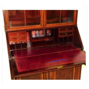 Sheraton Revival Edwardian Mahogany Bureau Bookcase