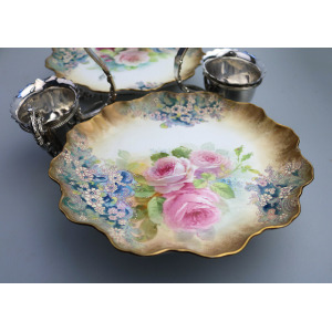 An exceptional & scarce antique Royal Doulton porcelain & Walker & Hall Strawberry Dessert Stand C.1887