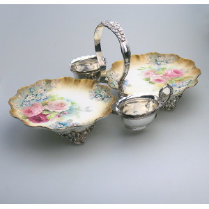 An exceptional & scarce antique Royal Doulton porcelain & Walker & Hall Strawberry Dessert Stand C.1887