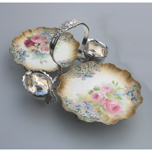 An exceptional & scarce antique Royal Doulton porcelain & Walker & Hall Strawberry Dessert Stand C.1887