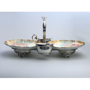 An exceptional & scarce antique Royal Doulton porcelain & Walker & Hall Strawberry Dessert Stand C.1887