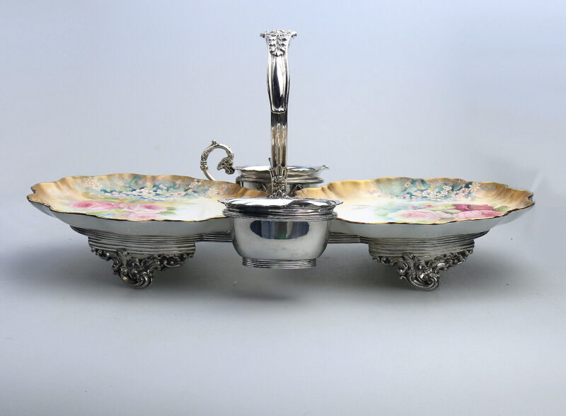 An exceptional & scarce antique Royal Doulton porcelain & Walker & Hall Strawberry Dessert Stand C.1887