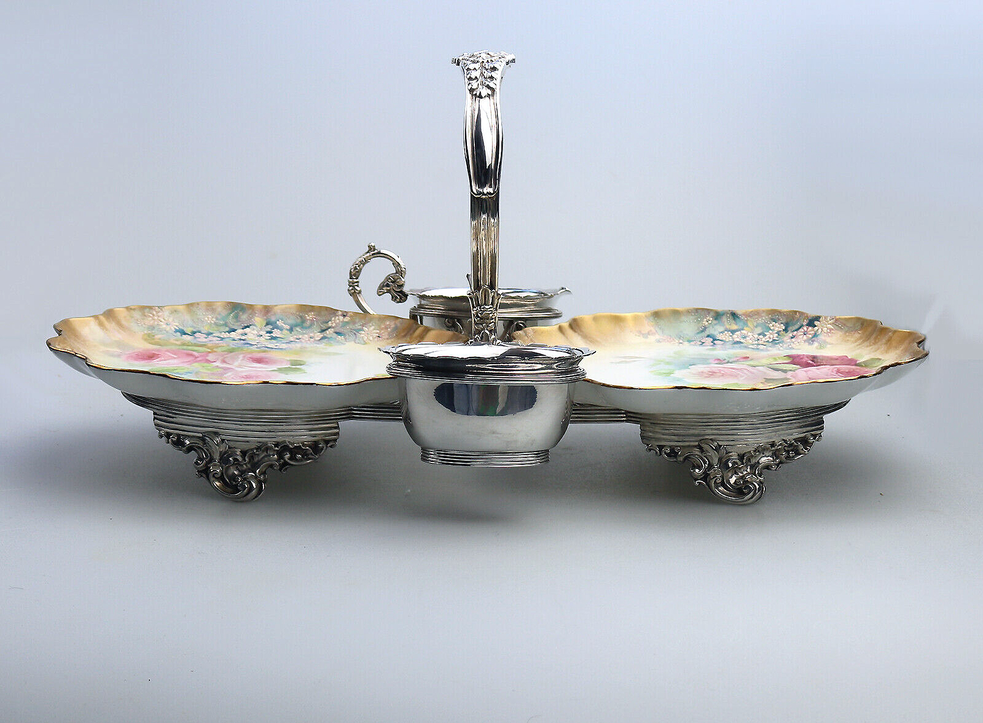 An exceptional & scarce antique Royal Doulton porcelain & Walker & Hall Strawberry Dessert Stand C.1887