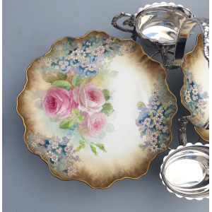 An exceptional & scarce antique Royal Doulton porcelain & Walker & Hall Strawberry Dessert Stand C.1887