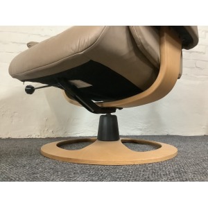 Stressless Reclining Swivel Chair And Footstool In Leather.