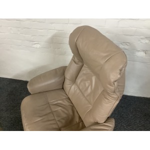 Stressless Reclining Swivel Chair And Footstool In Leather.