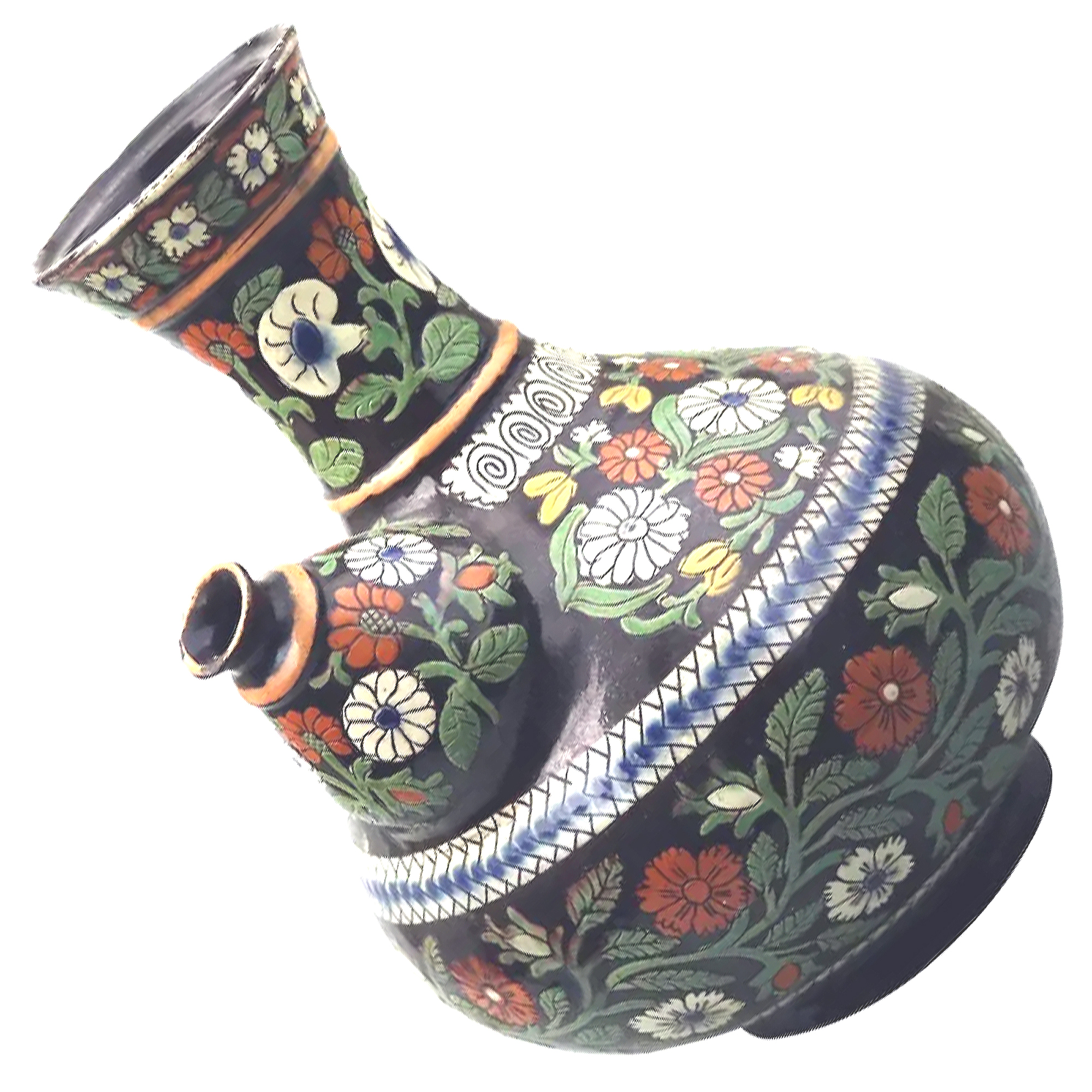 A large antique Swiss Alpine Thoune (Thun) Majolica pottery Wine Pitcher C.19thC