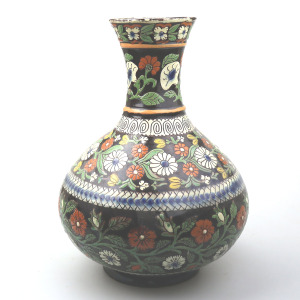 A large antique Swiss Alpine Thoune (Thun) Majolica pottery Wine Pitcher C.19thC