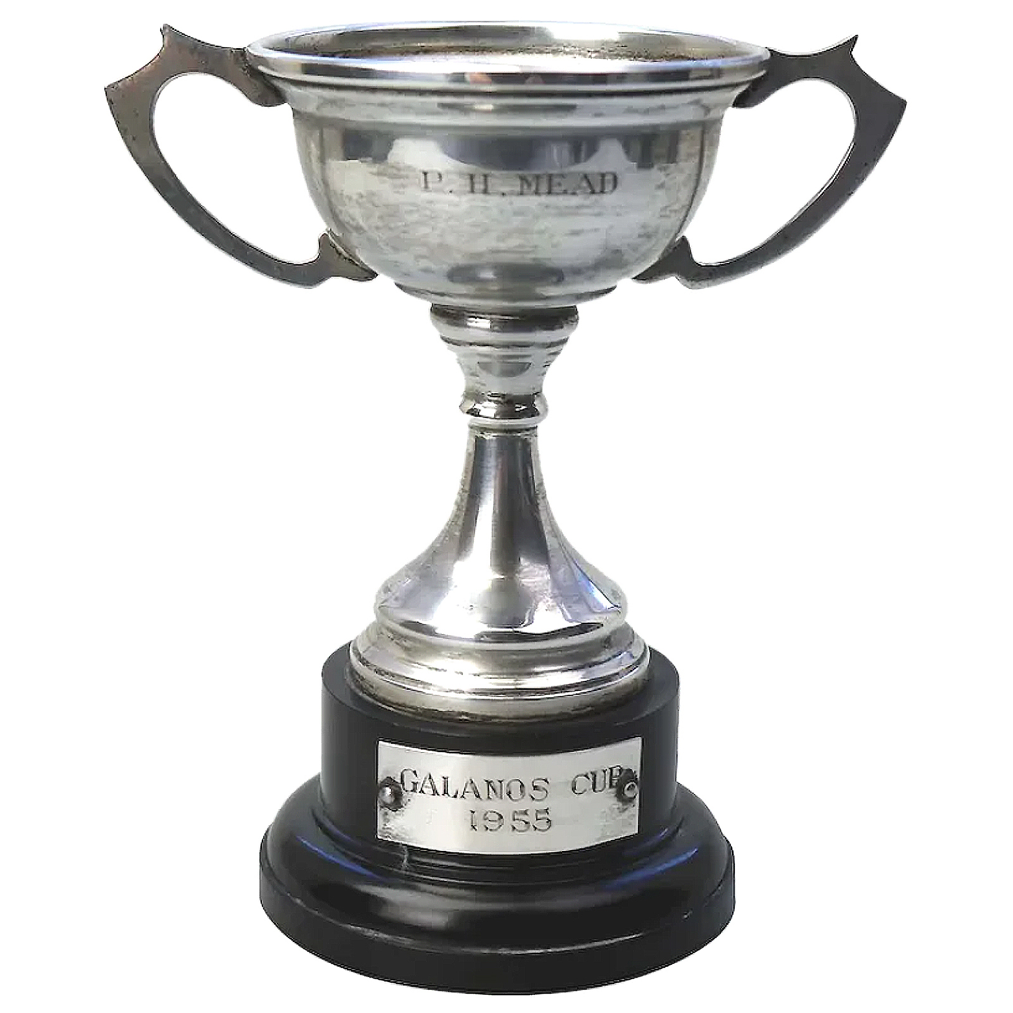 A vintage English solid silver Galanos Cup double-handled Sporting Trophy C.1954
