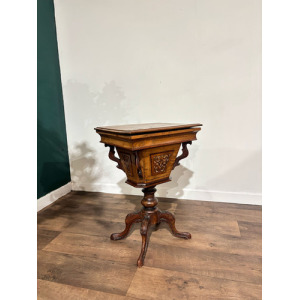 Victorian Walnut Trumpet Sewing Table