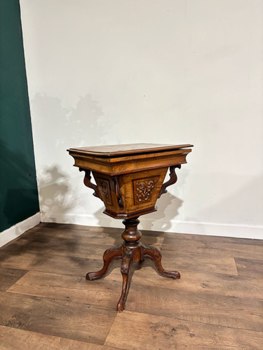 Victorian Walnut Trumpet Sewing Table