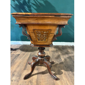 Victorian Walnut Trumpet Sewing Table