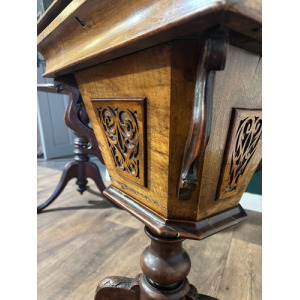 Victorian Walnut Trumpet Sewing Table