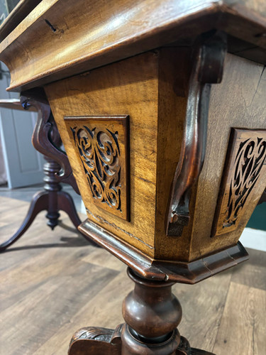Victorian Walnut Trumpet Sewing Table