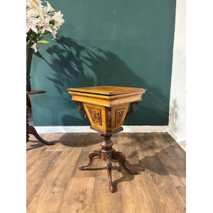 Victorian Walnut Trumpet Sewing Table