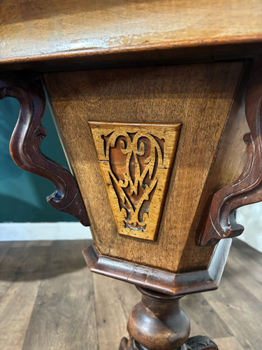 Victorian Walnut Trumpet Sewing Table