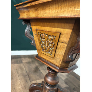 Victorian Walnut Trumpet Sewing Table