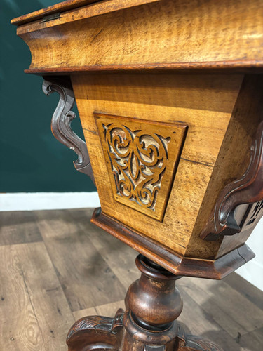 Victorian Walnut Trumpet Sewing Table