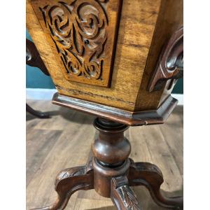 Victorian Walnut Trumpet Sewing Table