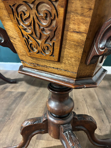 Victorian Walnut Trumpet Sewing Table