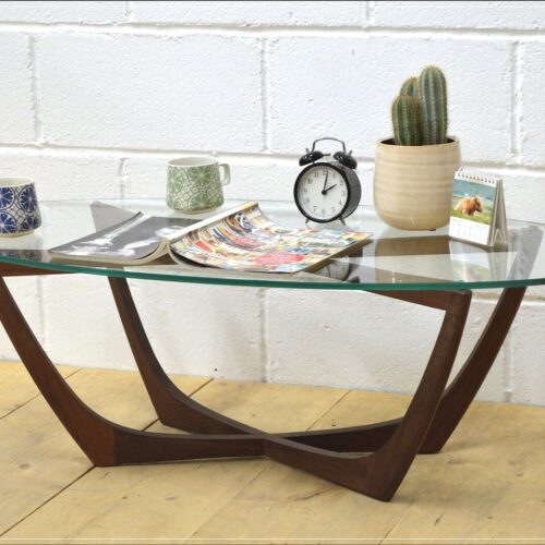 vintage coffee table teak G Plan spider glass top mid century danish DELIVERY