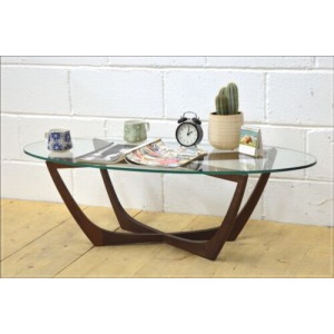 vintage coffee table teak G Plan spider glass top mid century danish DELIVERY