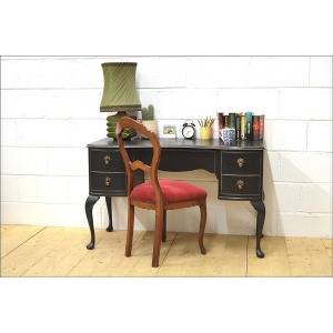 vintage desk wood antique french pitch black queen anne legs UK DELIVERY