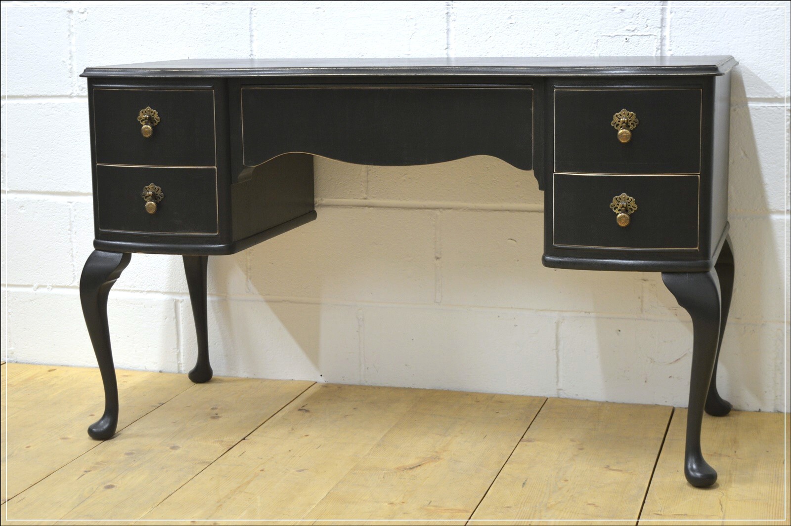 vintage desk wood antique french pitch black queen anne legs UK DELIVERY