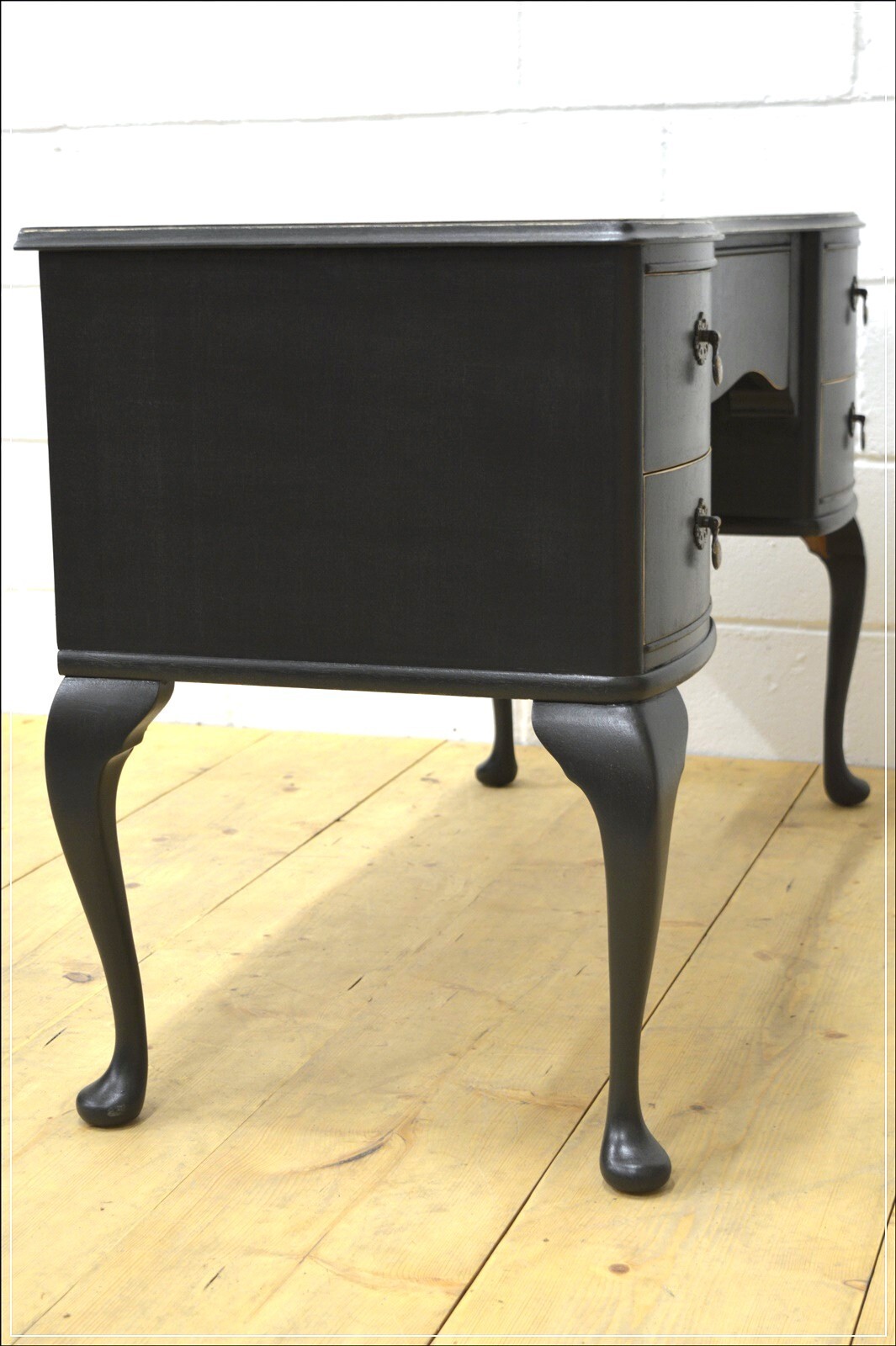 vintage desk wood antique french pitch black queen anne legs UK DELIVERY