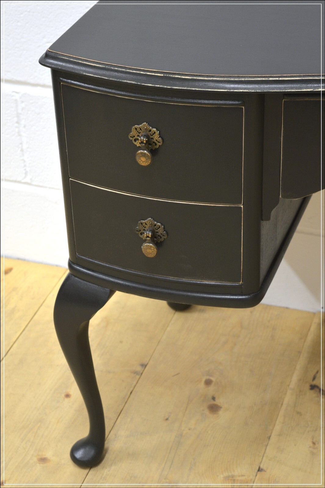 vintage desk wood antique french pitch black queen anne legs UK DELIVERY