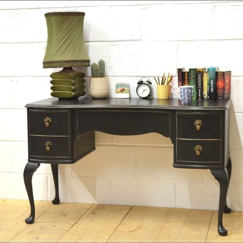 vintage desk wood antique french pitch black queen anne legs UK DELIVERY