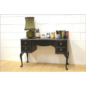 vintage desk wood antique french pitch black queen anne legs UK DELIVERY