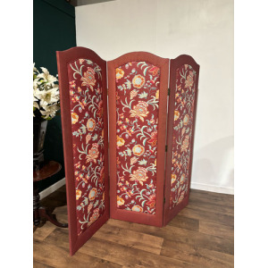 Vintage Fabric Covered Three Fold Dressing Screen