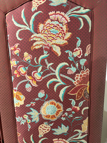 Vintage Fabric Covered Three Fold Dressing Screen