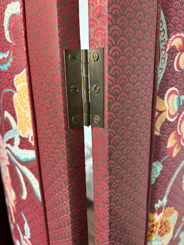 Vintage Fabric Covered Three Fold Dressing Screen