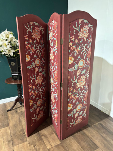 Vintage Fabric Covered Three Fold Dressing Screen
