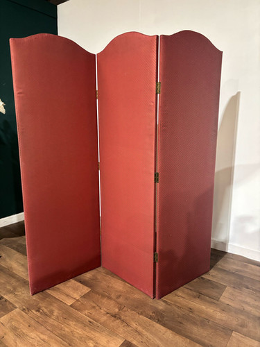 Vintage Fabric Covered Three Fold Dressing Screen