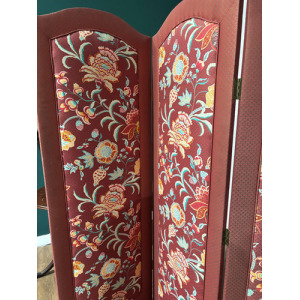 Vintage Fabric Covered Three Fold Dressing Screen