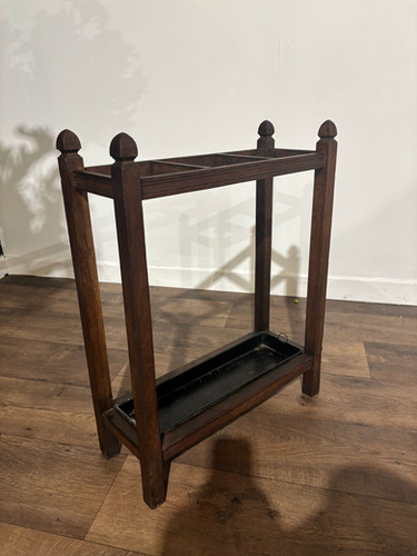 Vintage Oak Stick Stand With Drip Tray