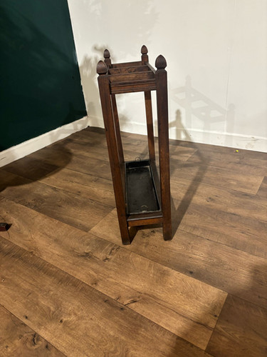 Vintage Oak Stick Stand With Drip Tray