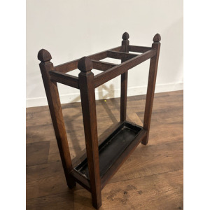 Vintage Oak Stick Stand With Drip Tray