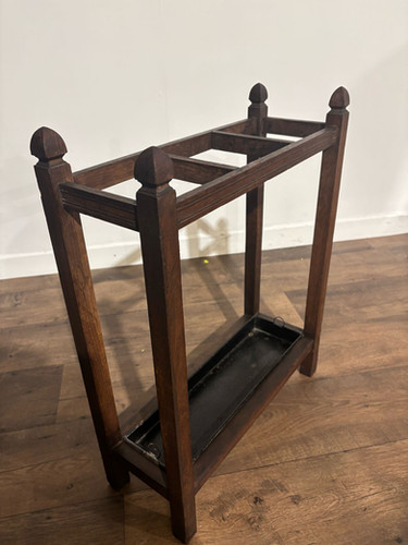 Vintage Oak Stick Stand With Drip Tray