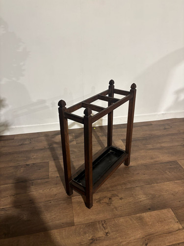 Vintage Oak Stick Stand With Drip Tray