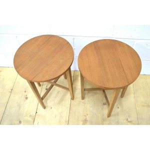 Vintage Table Coffee Side Folding Bedside Set of 2 Teak Danish Design