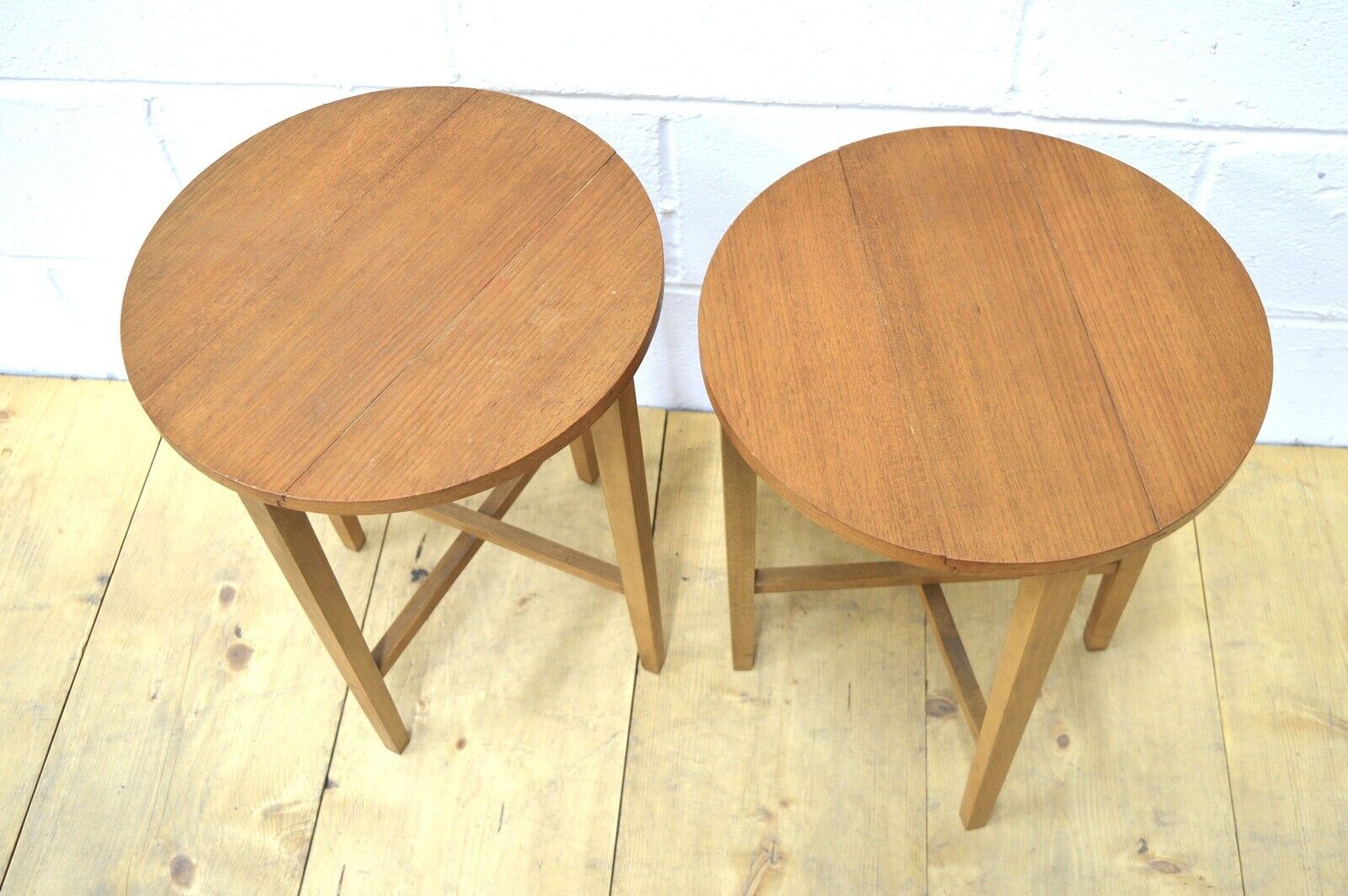 Vintage Table Coffee Side Folding Bedside Set of 2 Teak Danish Design