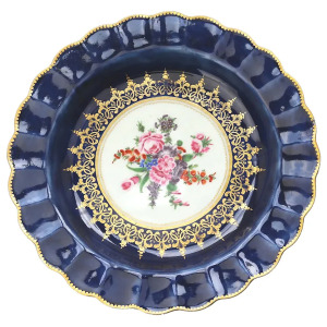 Antique Georgian porcelain 1st Period Worcester hand painted wet blue Plate 1755