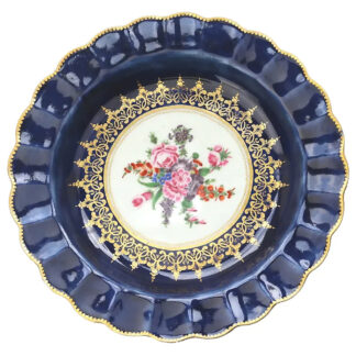 Antique Georgian porcelain 1st Period Worcester hand painted wet blue Plate 1755