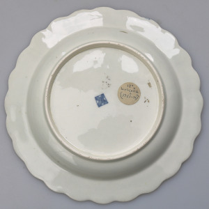 Antique Georgian porcelain 1st Period Worcester hand painted wet blue Plate 1755